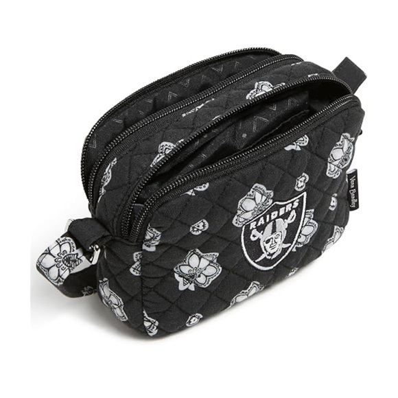 Vera Bradley Handbags - Vera Bradley NFL Las Vegas Raiders Small Cotton Crossbody Bag (Black Print) NWT